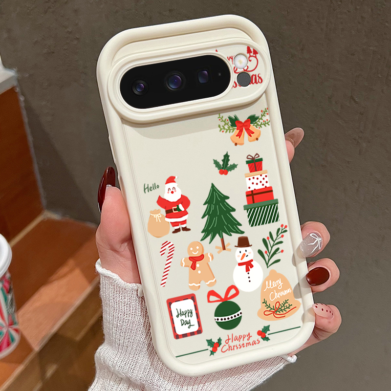 Google Pixel 9 - Happy Christmas Pattern Soft TPU Phone